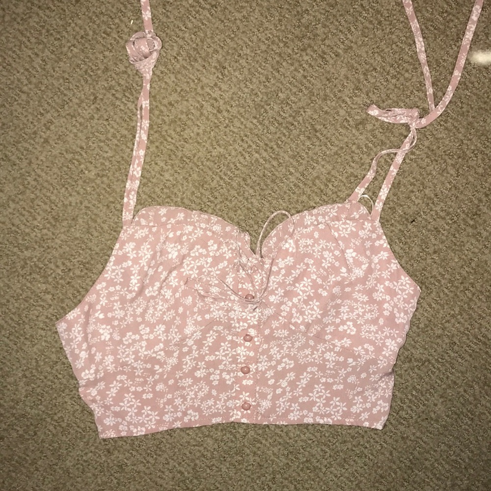 tie strap crop top light mauve